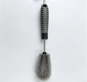 Car Rim and Tire Cleaning Brush with Nonslip Plastic Handle and Scratch-Resistant Nylon Bristles