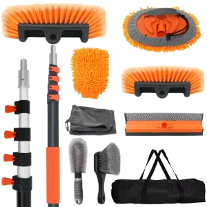 Car Wash Brush with Long Handle Car Cleaning Kit with Extension Pole Soft Bristle Brush Cleaning Mop