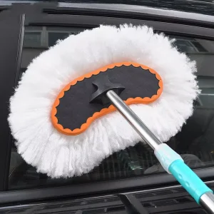Car Wash Dedicated Mop Milk Silk Stainless Steel Soft Bristles Extended Telescopic Handle Long-Handled Brush Car Cleaning Tool