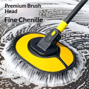 Car Wash Mop Chenille Soft Brush Tools with Retractable Handle Non Scratch Cleaning Car Brush 2 Section Telescopic