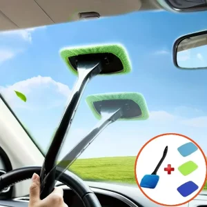 Car Window Cleaner Brush Kit Windshield Cleaning Tool Interior Auto Glass Wiper with Long Handle