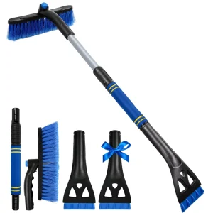 Car Winter Snow Removal Brush 3-in-1 Detachable Snow Ice Scraper No Scratch Car Snow Brush with Ergonomic Foam Grip