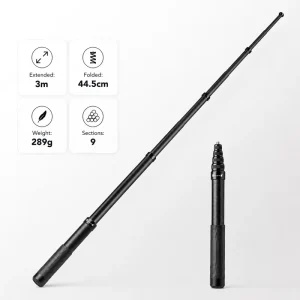 Carbon Fiber 3m 44.5cm 289g 9 Sections Telescopic Lightweight Waterproof Extension Rod Selfie Stick Action Camera Aerial