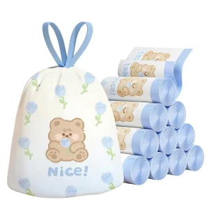 Cartoon Non-Tear Indoor Thickened Kitchen Dorm Office Household Portable Automatic Closing Drawstring Trash Bags