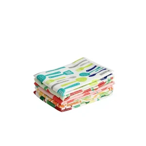 Cartoon Printed Kitchen Towel Absorbent Cleaning Cloth Reusable Scouring Pad Square for Dishwashing