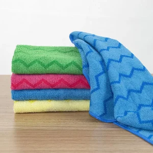Cationic Z-Stripe Thickened Microfiber Cleaning Cloth Absorbent Wet Wipes for Household Use