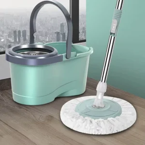 Cedar space Portable Telescopic Dual-drive Rotating Mop Set with Press-type Hands-free Mop Bucket Wet-Dry Separated Bucket