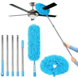 Ceiling Fan Cleaner Duster Reusable Removable Microfiber Duster with Extension Pole for Cleaning Wall Window Top