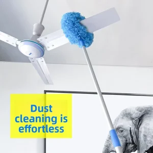 Ceiling Fan Cleaning Duster with Hollowed-Out Design, Fiber Head, and 140-180 cm Spliced Handle