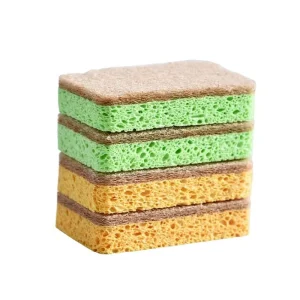 Cellulose Wood Pulp and Cotton Sponge Scouring Pads for Dishes