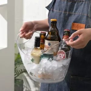 Champagne Wine Whisky Bottle Ice Cooler Bucket Clear Plastic Ice Bucket Beverage Tubs With Brand