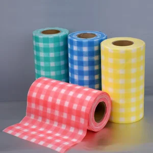 Check Pattern Disposable Kitchen Wipes Spunlace Washable Non Woven Reusable Kitchen Towel Cleaning Wipes