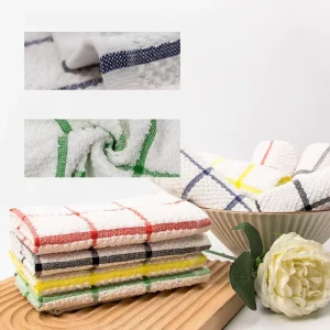 Checkered Pattern Cotton Eco-Friendly Kitchen Towel Vintage Square Honeycomb Cleaning Towels 35g Multi-function 31x31cm Dish