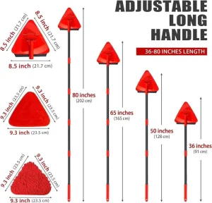 Chenille Triangular Flat Mop Stainless Steel Handle Heavy Duty Durable Mop Head for Household Office Floor Cleaning