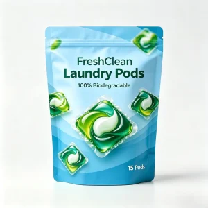 Child-Resistant Stand-Up Pouch Laundry Pods Packaging Bag with Resealable Zipper