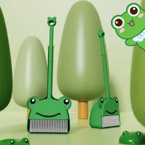 Children’s 2-in-1 Plastic Broom and Dustpan Set with Bristles for Home and Kindergarten