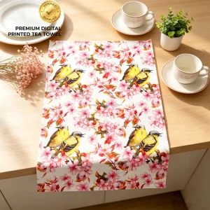 China Manufacture 100% Coton White Fabric CMYK Full Color Digital Active Printed Quality Soft Luxury Kitchen Tea Towel