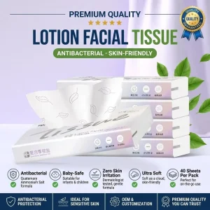 Chinese Factory 4 Ply Facial Tissue Portable Pocket Packs Tissue Paper Lotion Paper Tissue