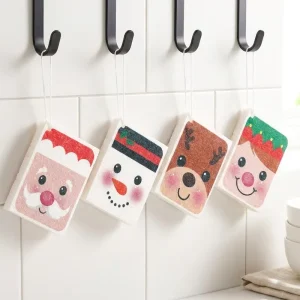 Christmas Cleaning Sponge Absorbent Sponge Compressed Cleaning Scouring Pad Absorbent Dish Towel Rag Christmas Kitchen Supplies