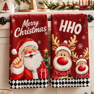 Christmas Dishcloth Santa Claus Kitchen Dish Towel Christmas Gifts, Santa Claus Holiday Decor Rag Cleaning Cloth Festival Favors