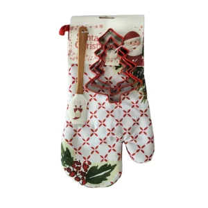 Christmas Kitchen Gift Set Oven Mitten with Kitchen Towel Spatula and Silicone Kitchen Ware