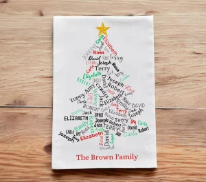 Christmas Kitchen Towels Cotton Custom Text Tree Design Full Color Printed Seasonal Home Decor Dish Towel Tea Towel