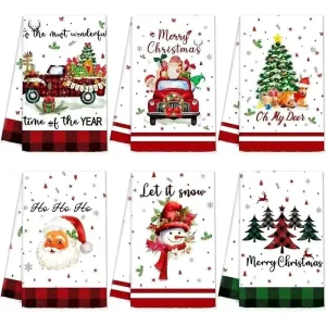 Christmas Microfiber Kitchen Towel Dish Cleaning Cloth Festive Gift Hand Towel Holiday Decoration
