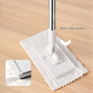 Clamp Mop with Disposable Tissue Cloth for Single-Use Toilet Cleaning
