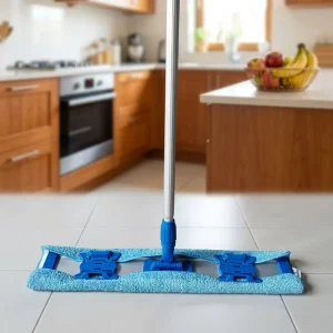 Clamp Type Microfiber Flat Mop with Aluminum Telescopic Rod, 360-Degree Swivel, and Manual Wringing