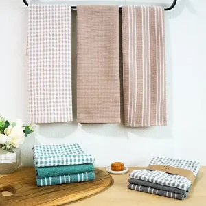 Classic 100% Cotton 3 Piece Set Quick Dry Animal Print Embroidered Dish Towel Printed Tea Napkin for Home Kitchen Supplies