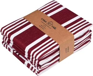 Classic Striped Woven Quick-Dry 100% Cotton Kitchen Towels 50x70cm 200-400gsm for Dish Cleaning