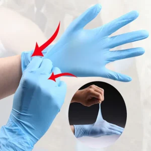 Clean Food Handling Household Disposable Waterproof Oil Resistant Powder-Free Latex-Free Food Grade Blue Nitrile Gloves