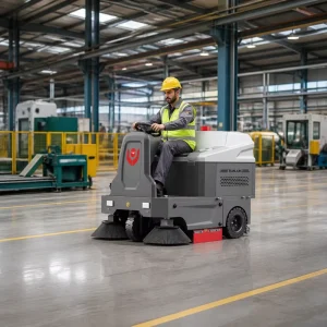 CleanHorse M3 1400mm Ride on Floor Sweeper Machine Battery Powered for Park Garden Tunnel