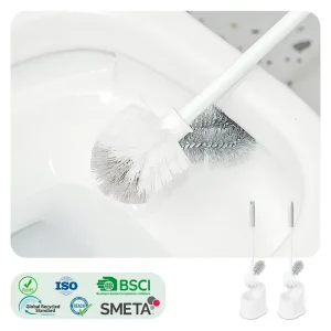 Cleanhome Plastic Toilet Brush Set with Holder Dual Brush Heads Eco Friendly & Durable Deep Cleaning Toilet Cleaner OEM ODM