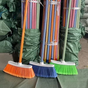 Cleaning Broom with Bristle Brush and Handle for Outdoor and Indoor Use