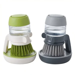 Cleaning Brush Durable Stiff Bristles Non slip Base Portable Handheld Food Grade PP Handle 200ml Capacity for Kitchen Bathroom