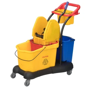 Cleaning Home 81L Plastic Down Press Wringer Mop Bucket Double Barrel Kitchen Bathroom Floor Cleaning Vehicle Squeeze Trolley