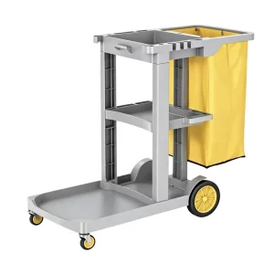 Cleaning Trolley Plastic Housekeeping Service Cart Hotel Janitor Cart With Waste Bag Silent Wheels for Hotel Property Cleaning