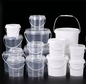 Clear White food grade plastic buckets with Handle and Leakproof Lid