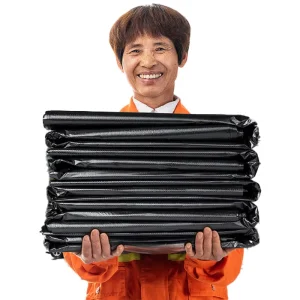 Clear or Black PE Mesh Trash Bags with Gravure Printing for Household Use