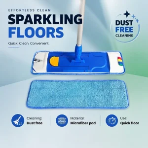 Clip Design Microfiber Flat Mop Adjustable Aluminum Telescopic Handle Dust Free Wet Dry Floor Cleaning Mop for Hardwood Tile