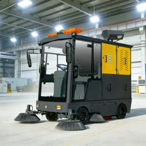 Closed-Cabin Ride-On Industrial Floor Sweeper, 1500-2300mm Cleaning Width