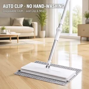 Cloth Clip Mop Large Size Telescopic Stainless Steel Handle Home Use Disposable No Hand Washing Flat Mop