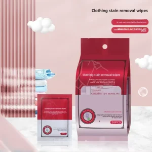 Clothing Stain removing Cleansing Wet Wipes Emergency Portable Gentle No rinse Removes Dirt Grease for Sneakers Travel 20 piece