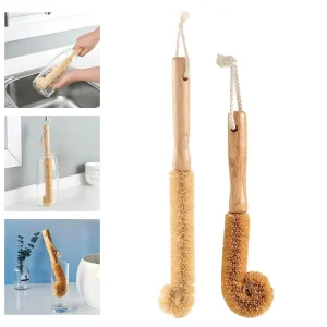 Coconut Fiber Cup Cleaning Brush with Wooden Handle for Kitchen Utensils, Jars and Feeding Bottles