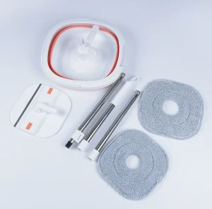 Collapsible Mop and Bucket Set with Spin Mop for Floor and Baseboard Cleaning