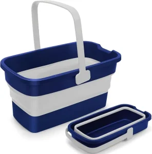 Collapsible PP Plastic Eco Friendly Bucket Wheels Cleaning Mop Multi Purpose Rectangular Handy Camping House Cleaning Basket