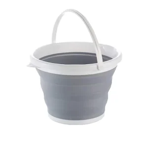 Collapsible Silicone Bucket with Handler Car Wash Fishing Bucket Foldable Water Container Space Saving Mop Bucket
