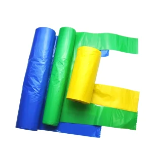 Color Coded PE Trash Bags Square Bottom Easy Tear Non-Stick Garbage Bags for Kitchen and Bathroom
