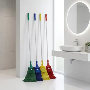 Color-Coded String Mop Loop-End Design with Aluminum Handle for Hospital Hotel Kitchen Sanitation